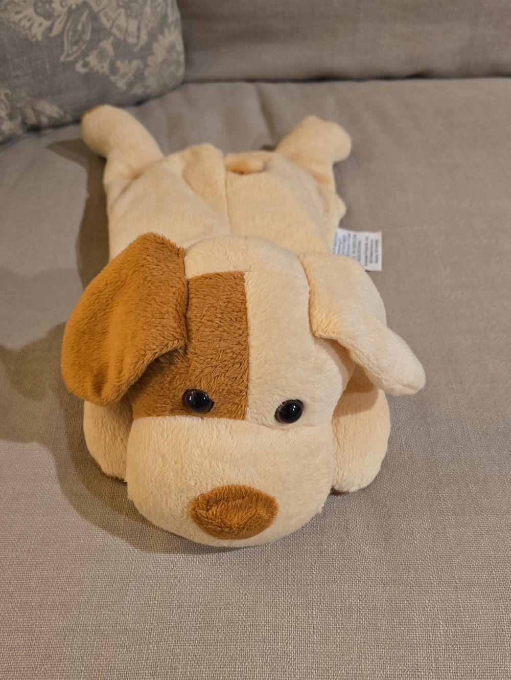 Plush Beige & Brown Puppy Dog Toy for Gentle Play